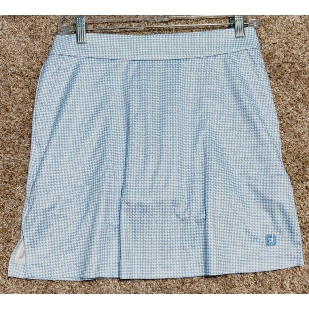 FootJoy Golf Skort Women Size M Blue Houndstooth Athletic Activewear Skirt Sport